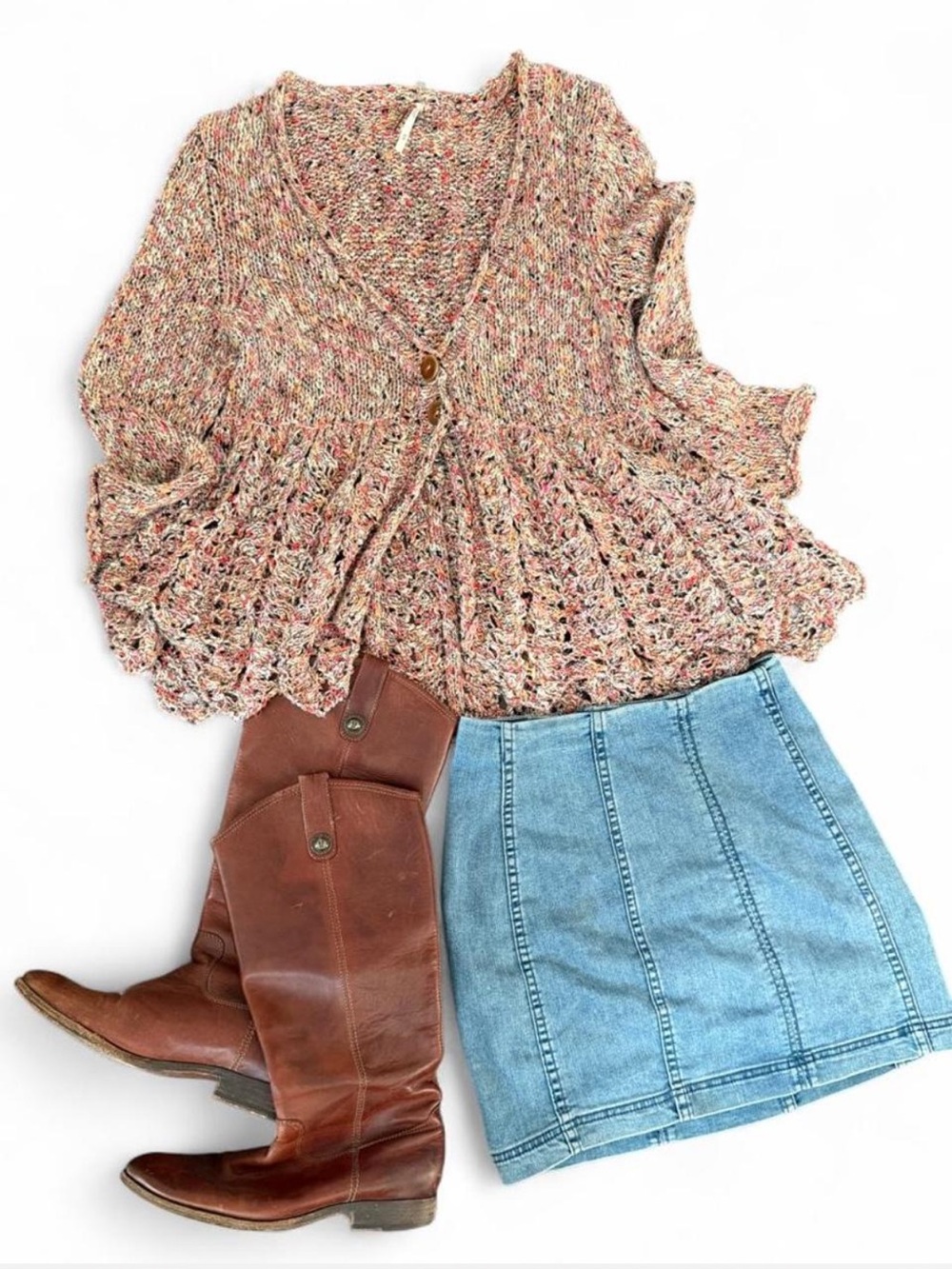 Free People Chunky Knit Peplum Cardigan Medium